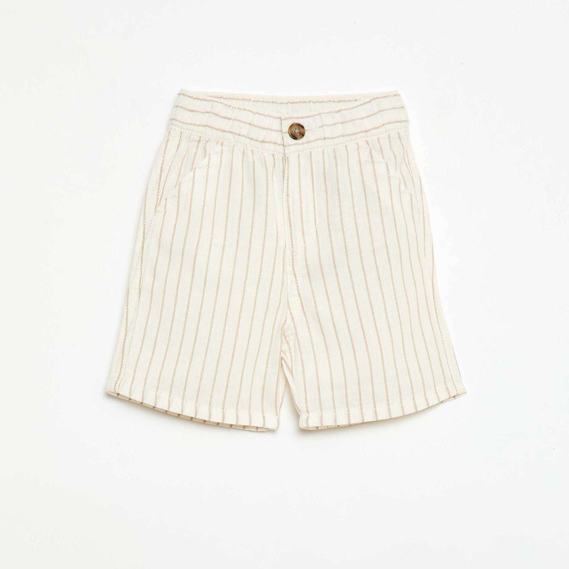 Ensemble short + chemise à rayures en lin mélangé - 2 pièces BLANC