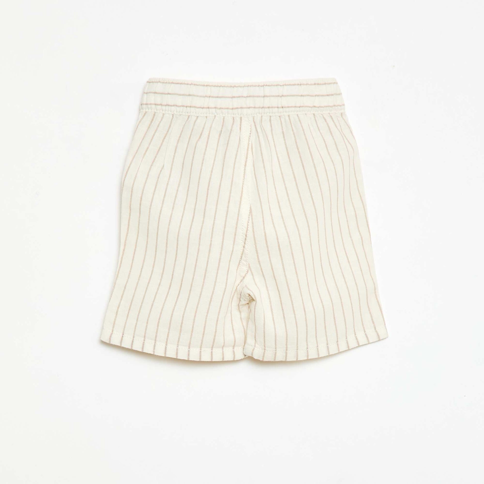 Ensemble short + chemise à rayures en lin mélangé - 2 pièces BLANC