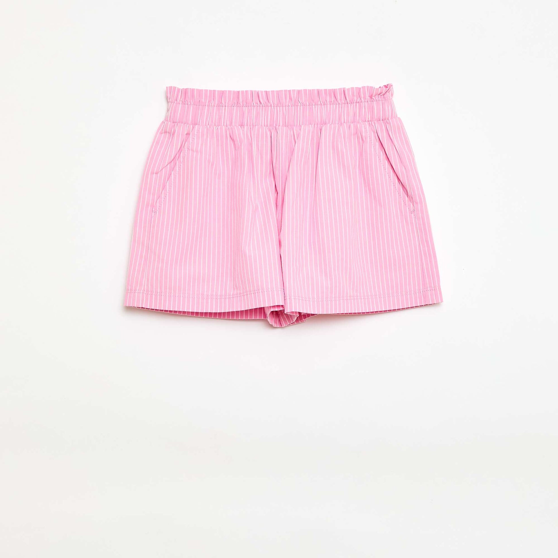 Short rayé en popeline de coton ROSE