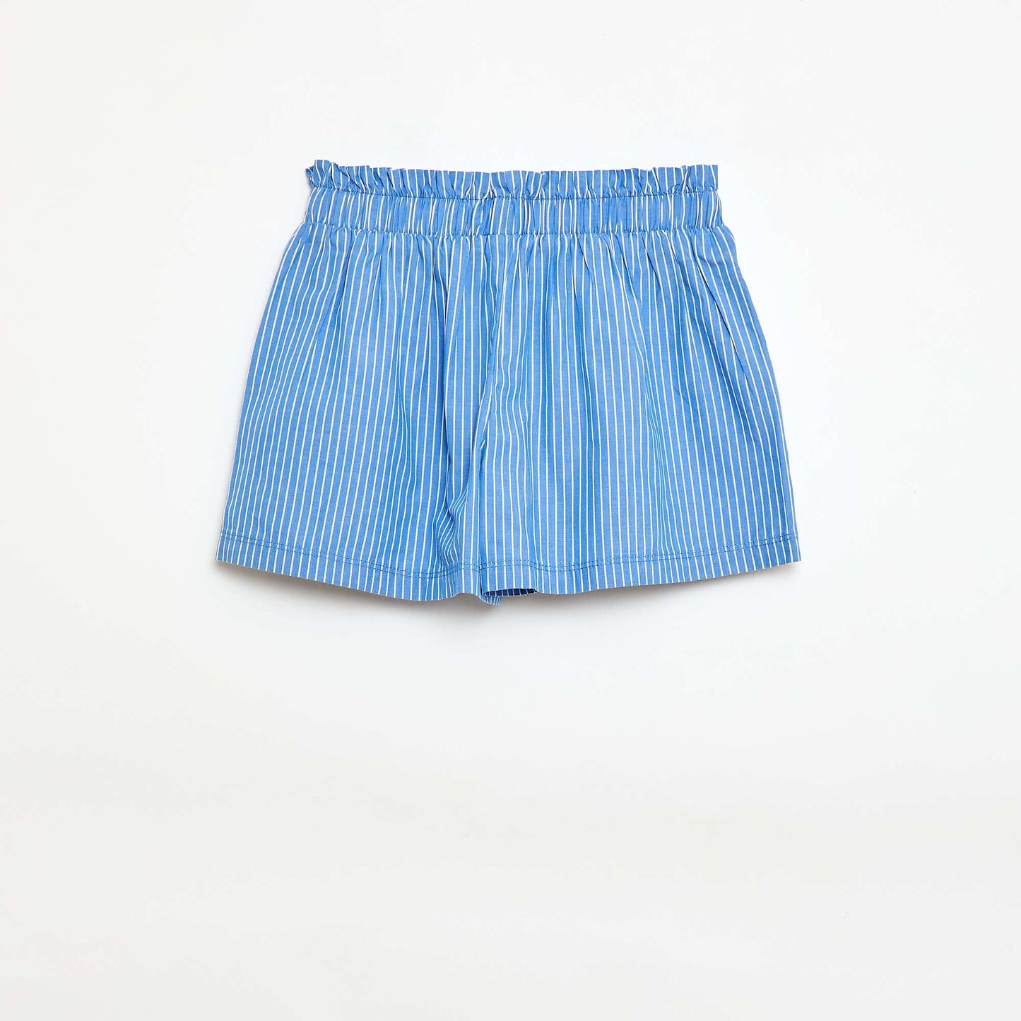 Short rayé en popeline de coton BLEU