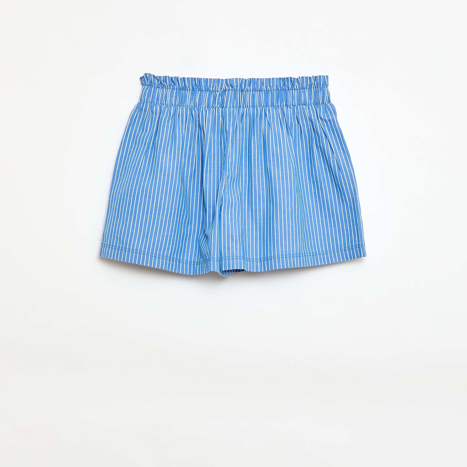 Short rayé en popeline de coton BLEU