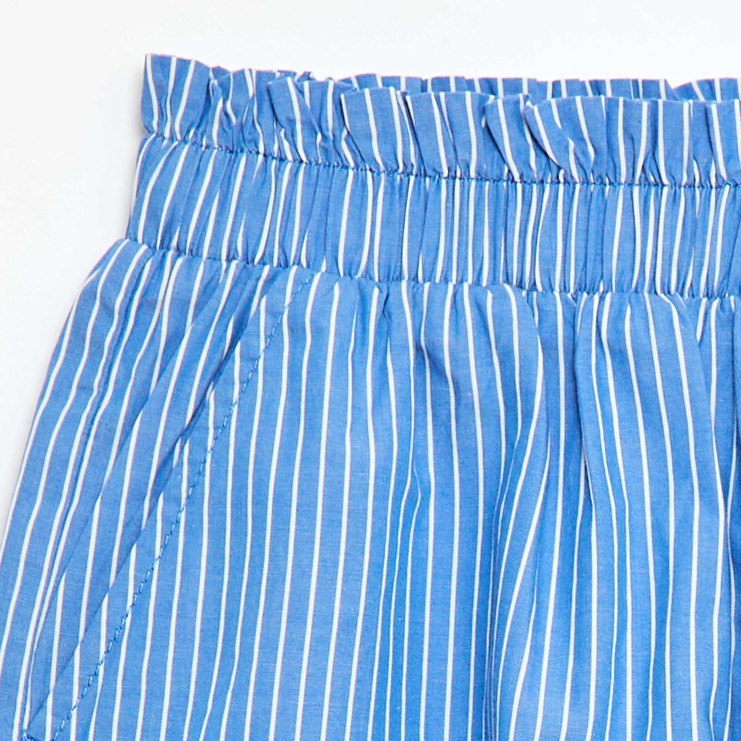 Short rayé en popeline de coton BLEU
