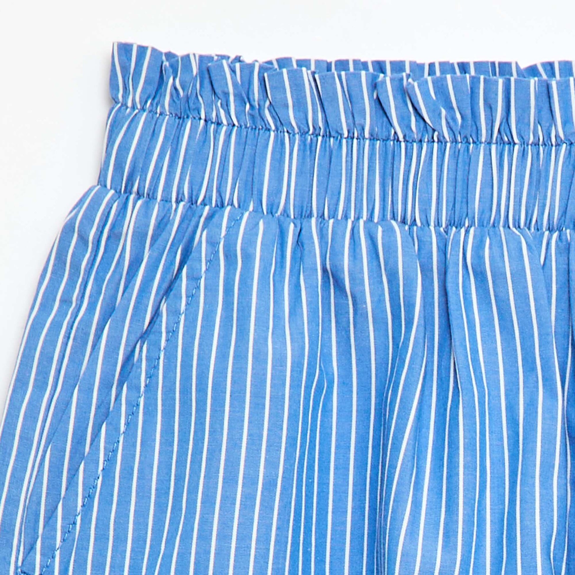 Short rayé en popeline de coton BLEU