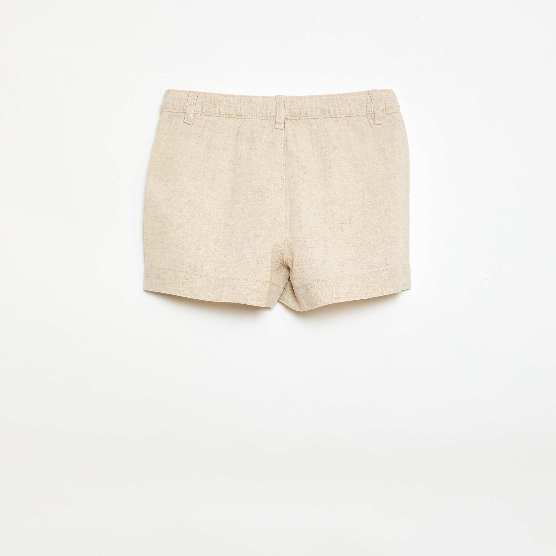 Short en coton et lin avec 2 poches BLANC