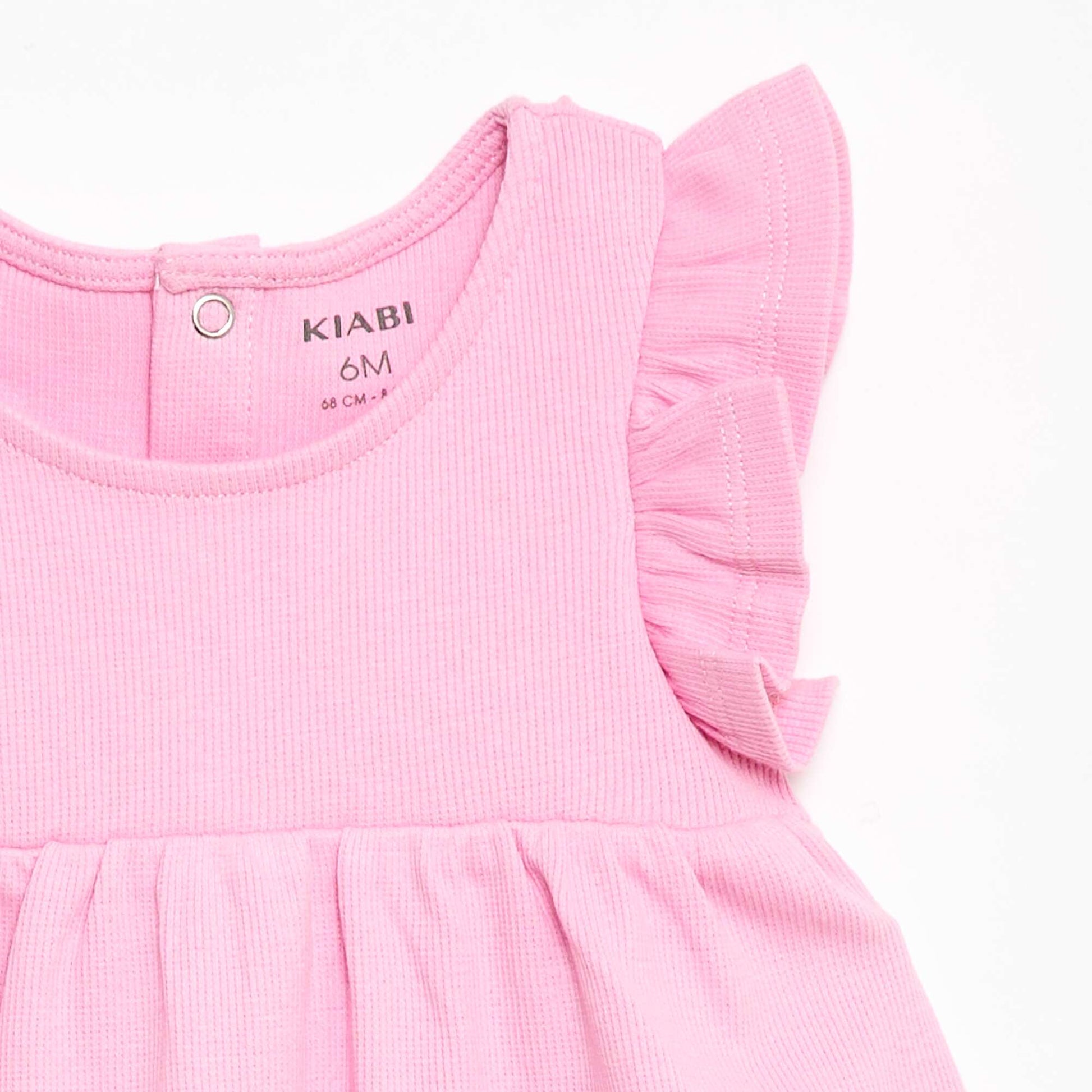 Robe côtelée en coton avec volants ROSE