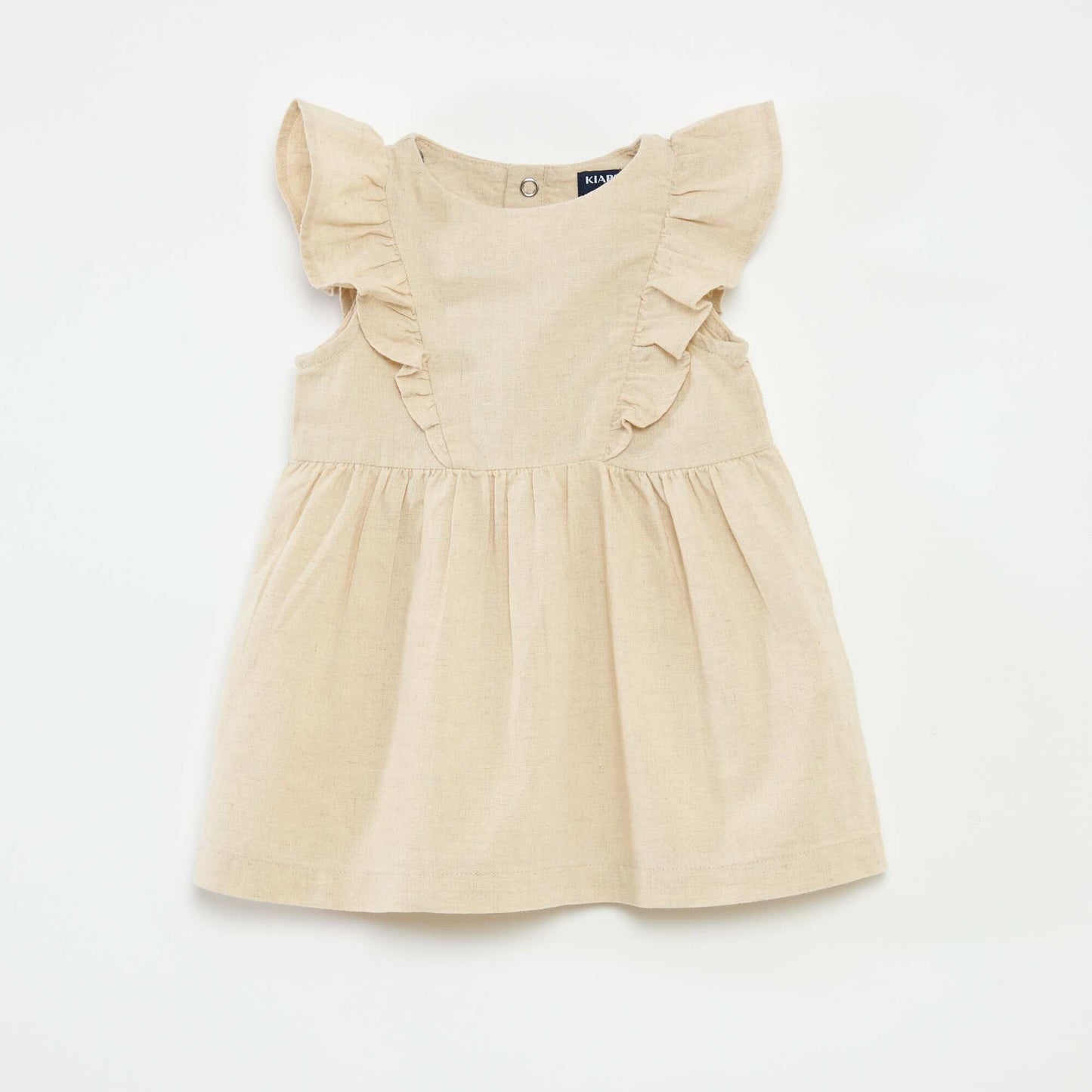Robe légère sans manches avec plastron volantée BLANC