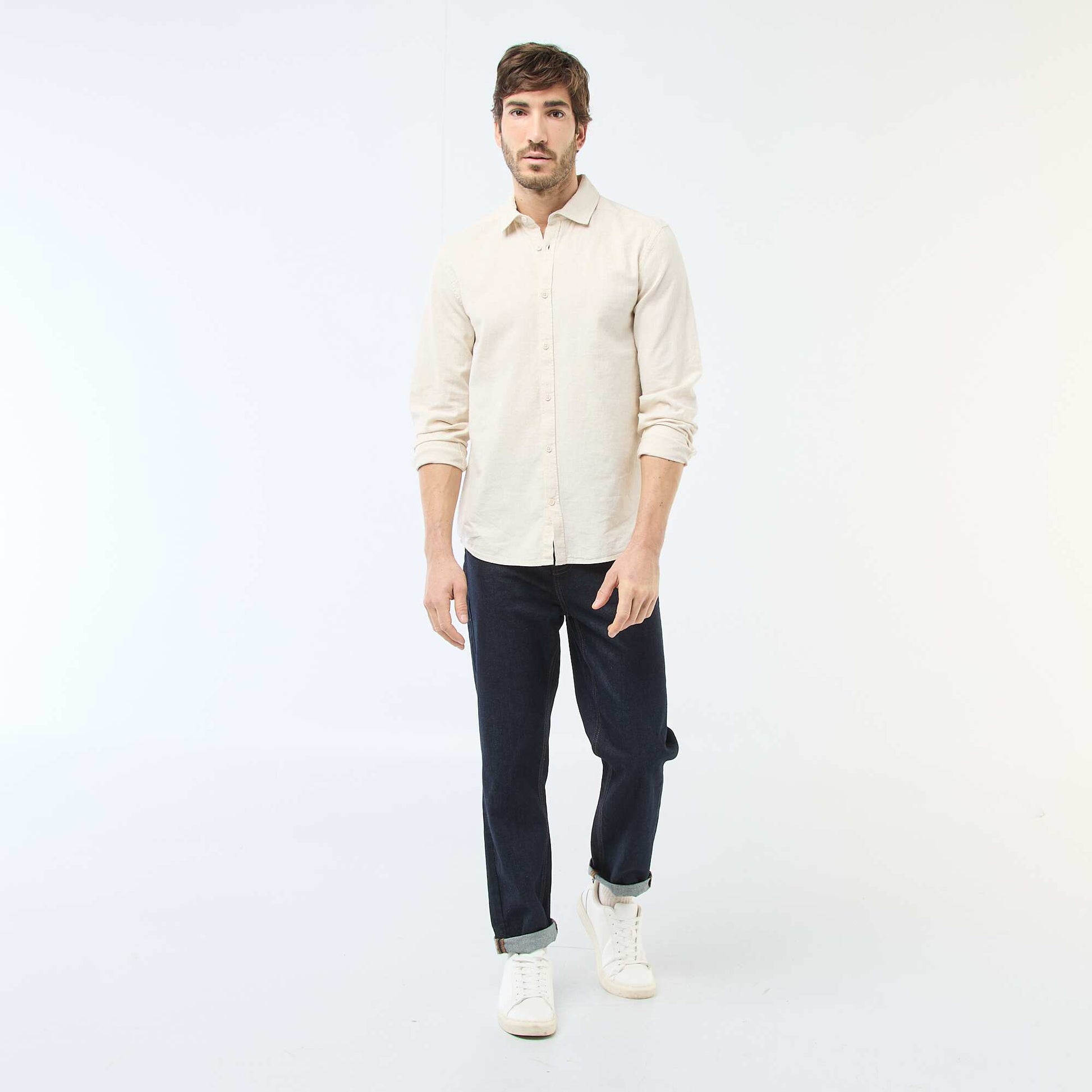 Chemise en lin mélangé BEIGE