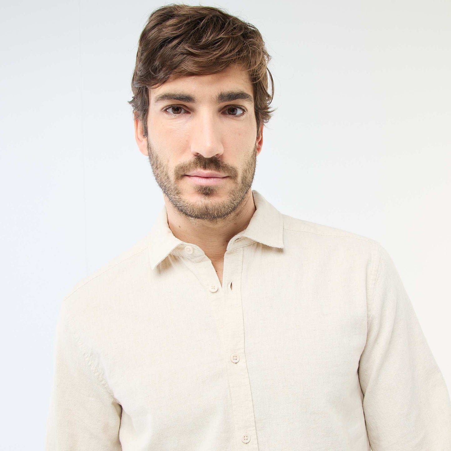 Chemise en lin mélangé BEIGE