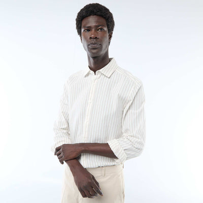 Chemise en lin mélangé BLANC