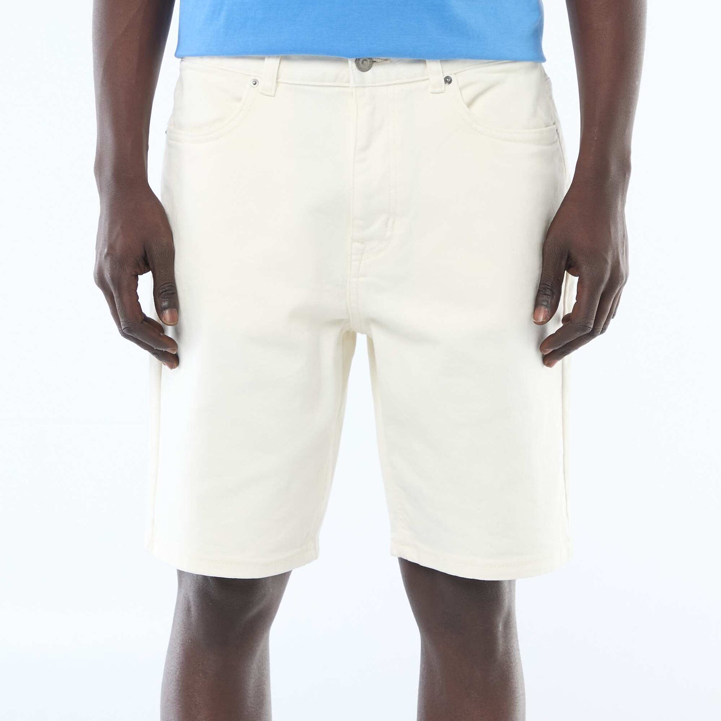 Bermuda en coton stretch BLANC