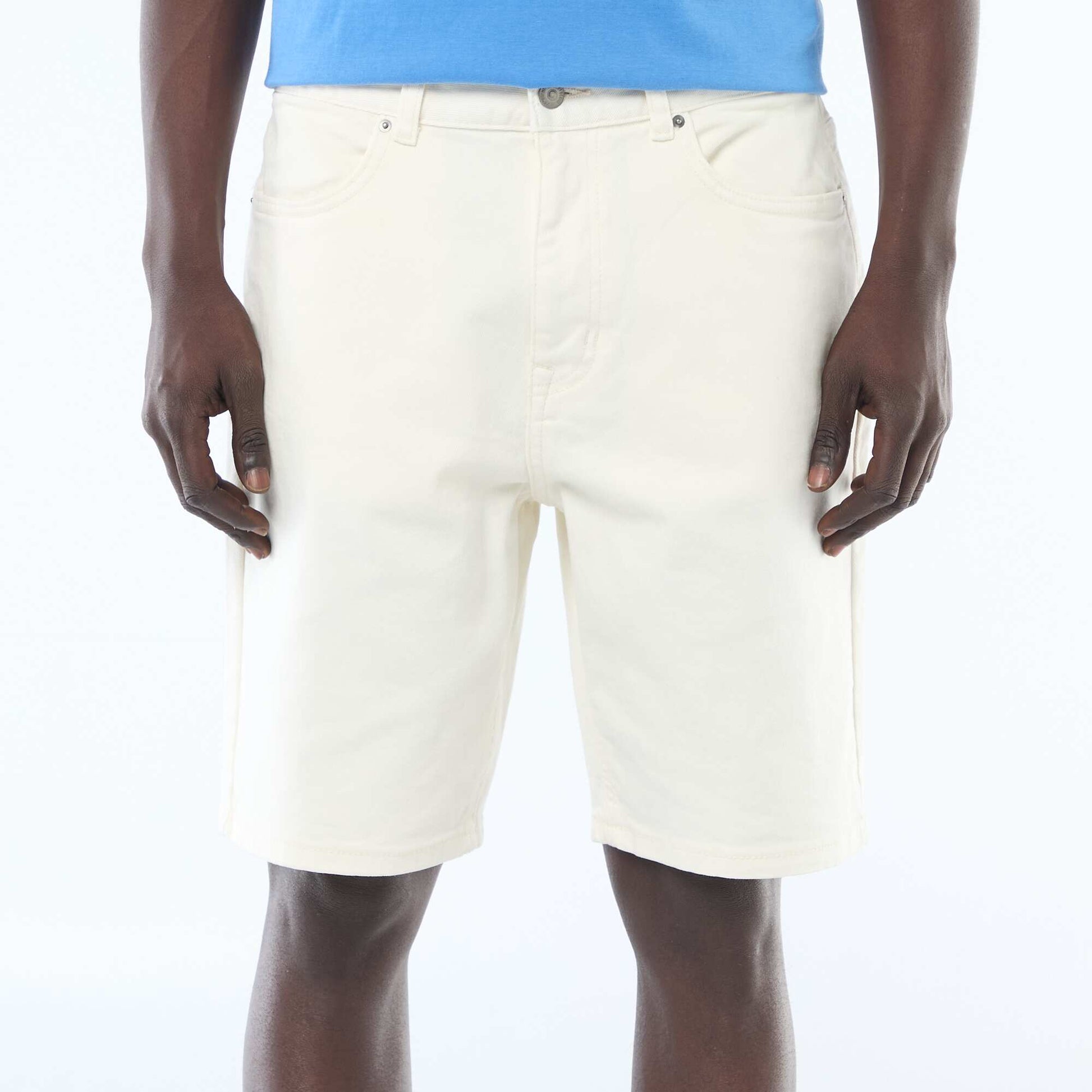 Bermuda en coton stretch BLANC