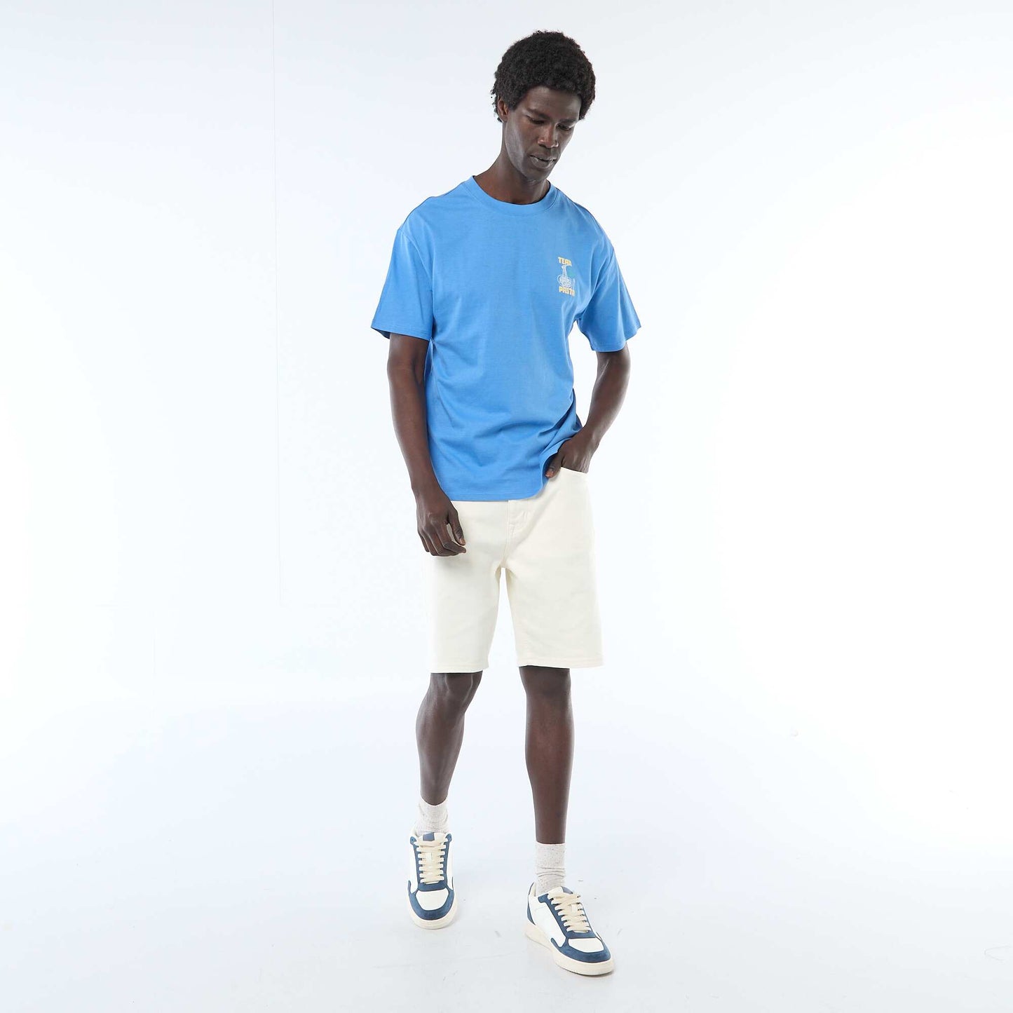 Bermuda en coton stretch BLANC