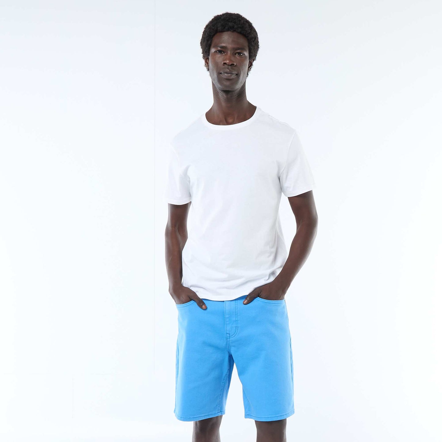 Bermuda en coton stretch BLEU