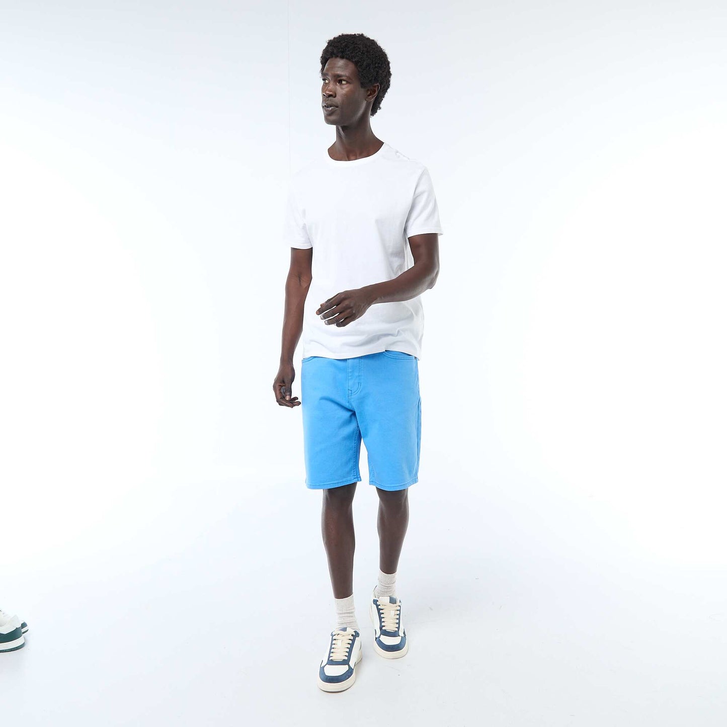 Bermuda en coton stretch BLEU