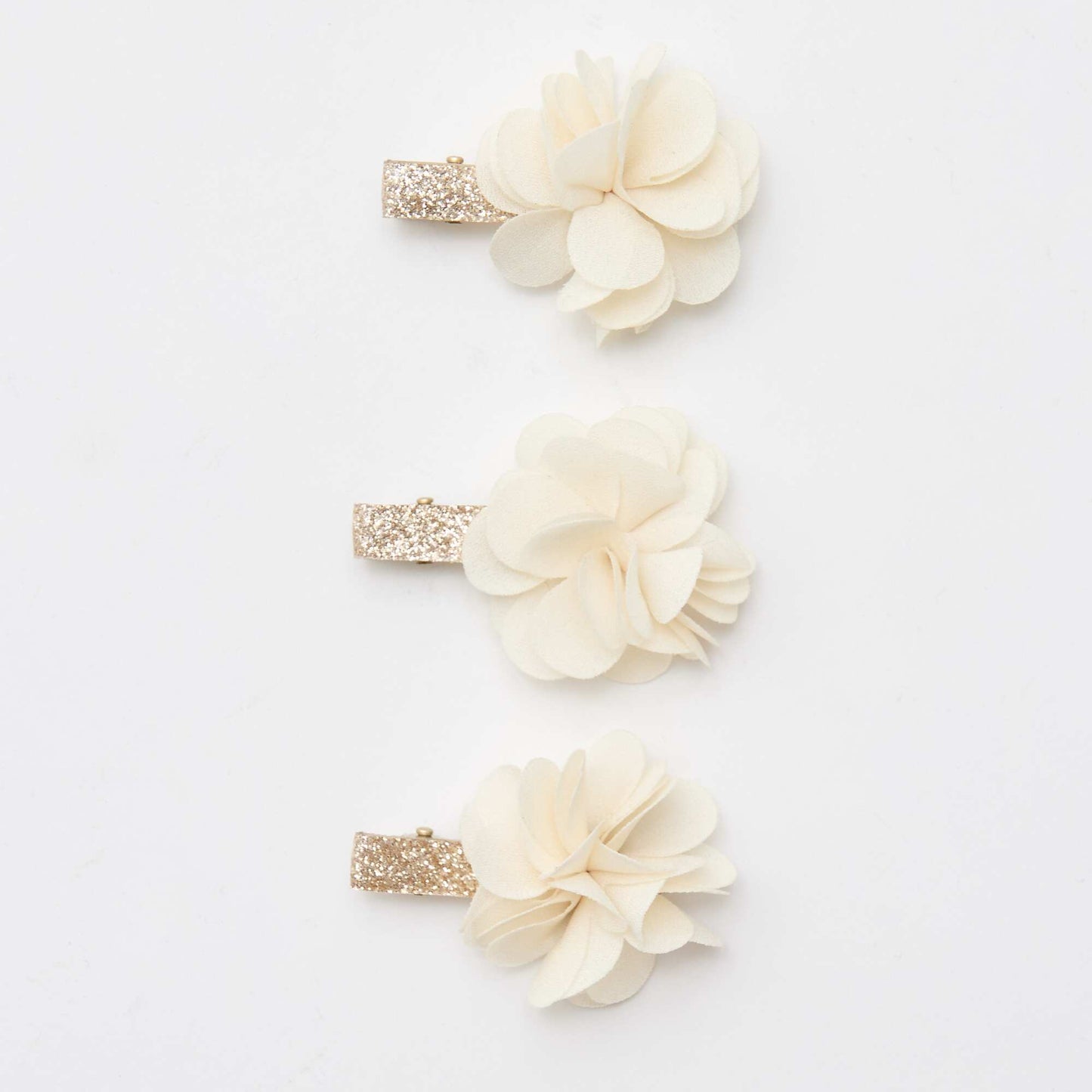Lot de 3 pinces croco en fleur BEIGE