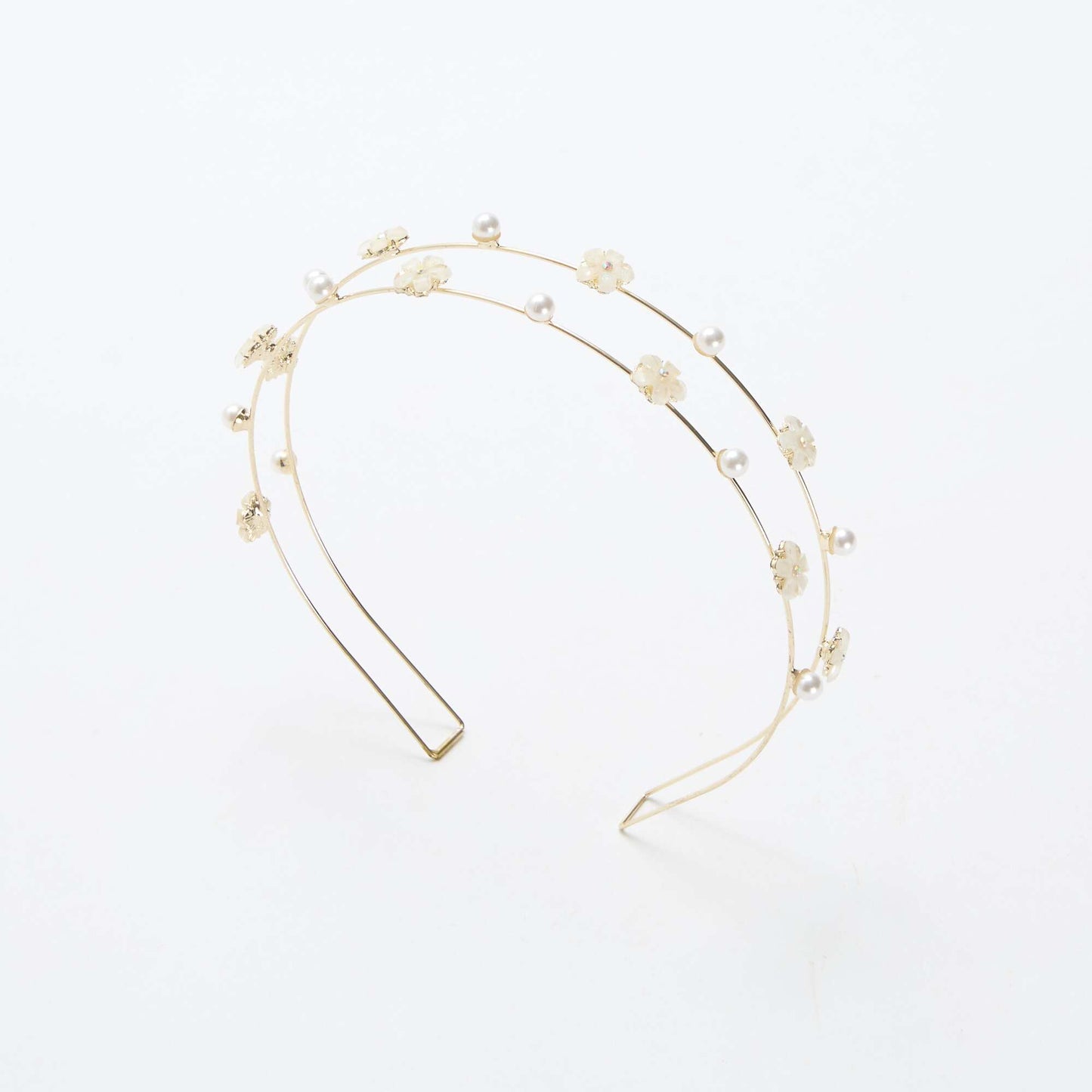 Serre tête double rang à fleurs BEIGE
