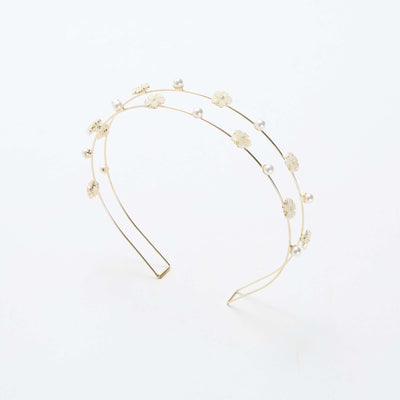 Serre tête double rang à fleurs BEIGE