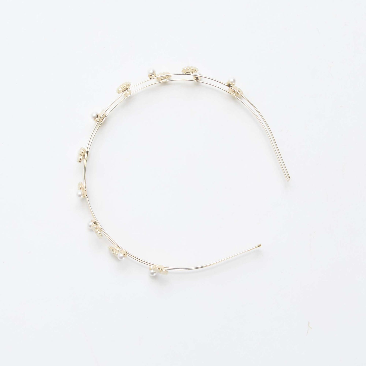 Serre tête double rang à fleurs BEIGE