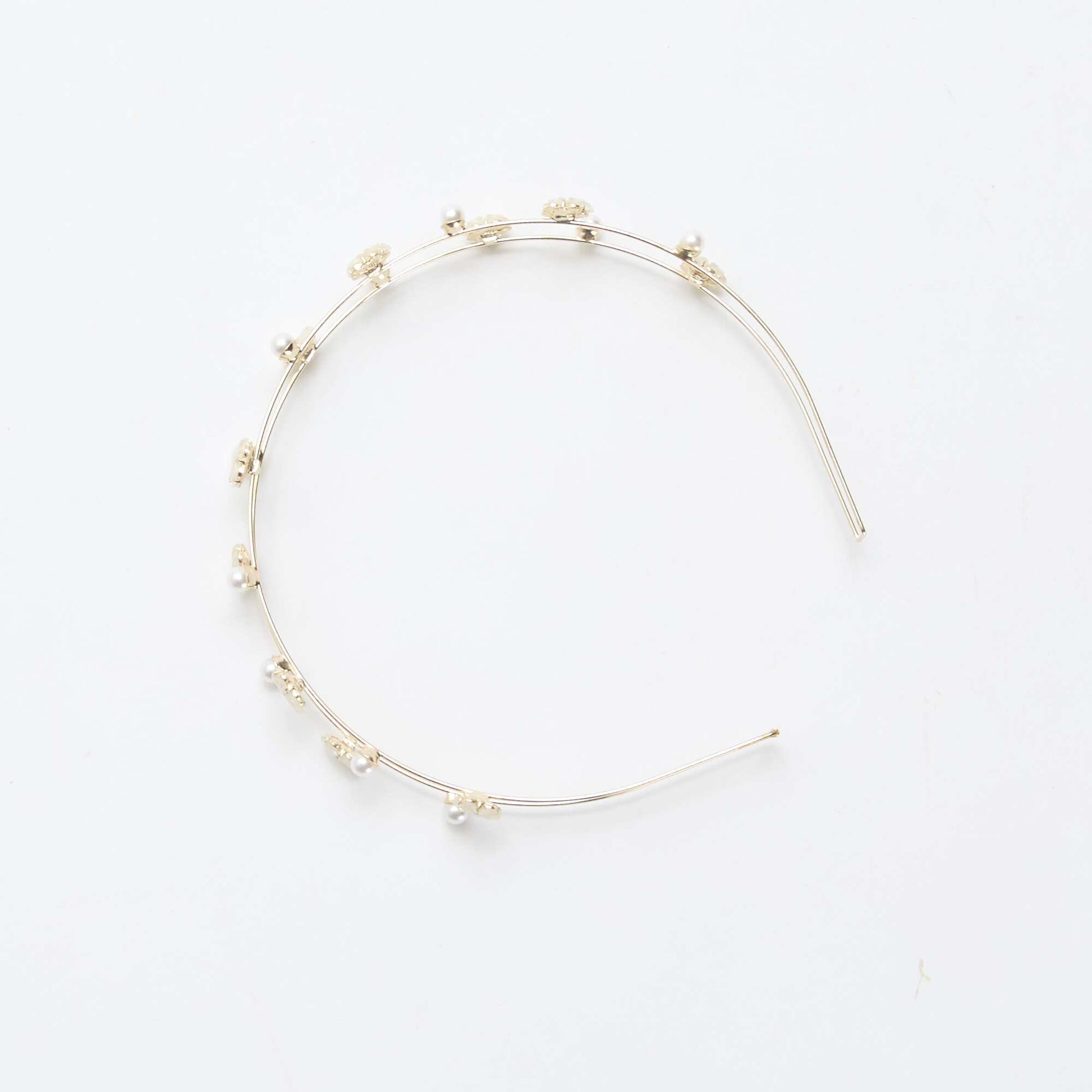 Serre tête double rang à fleurs BEIGE