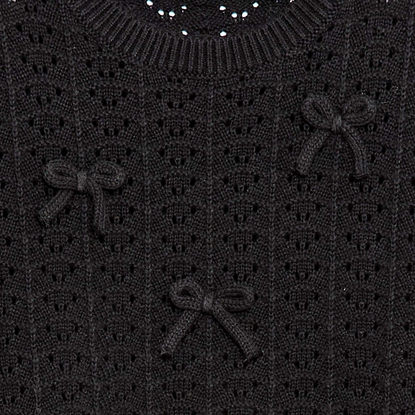 Pull en crochet à manches courtes NOIR