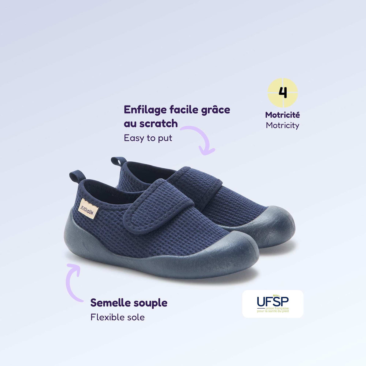Chaussons motricité 4 'marcher' - Kitchoun BLEU