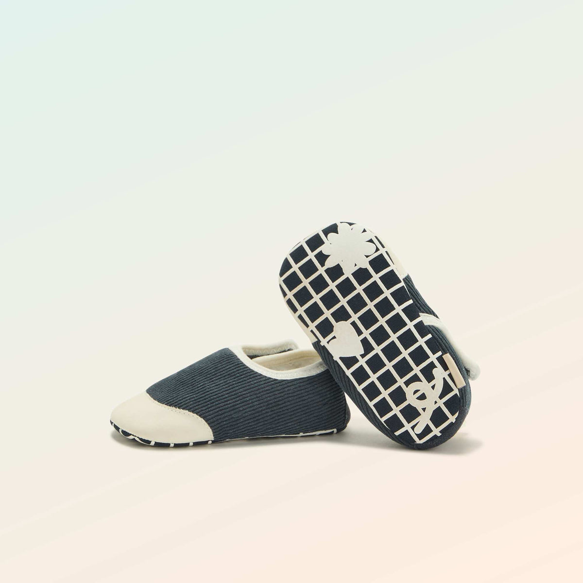 Chaussons côtelés à scratchs - Motricité 2 '4 pattes' - 'Kitchoun' BLEU