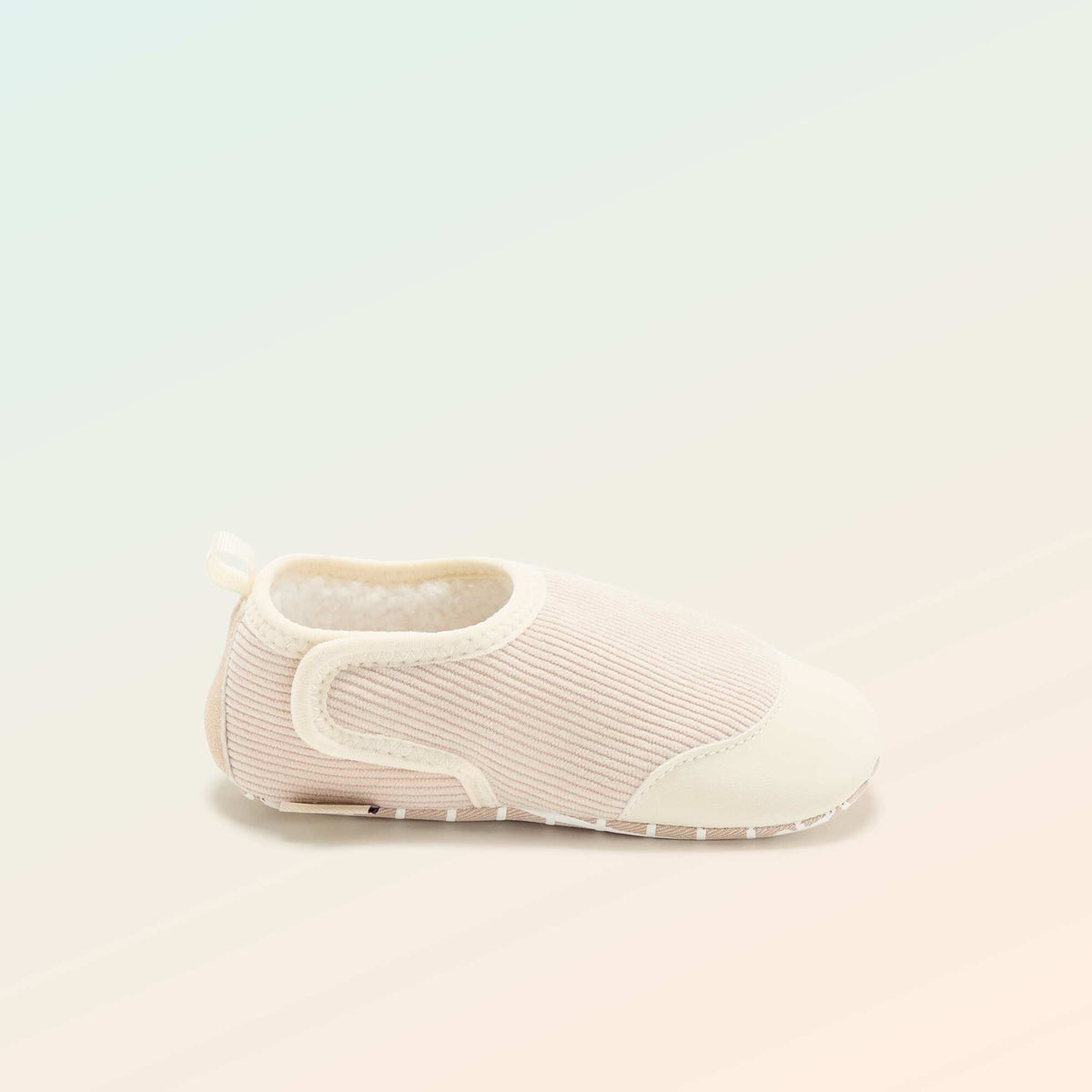 Chaussons côtelés à scratchs - Motricité 2 '4 pattes' - 'Kitchoun' BEIGE