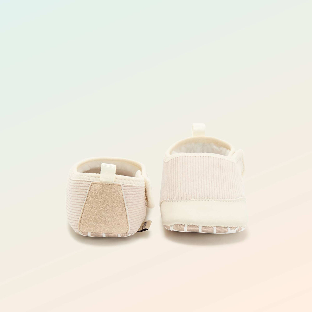 Chaussons côtelés à scratchs - Motricité 2 '4 pattes' - 'Kitchoun' BEIGE
