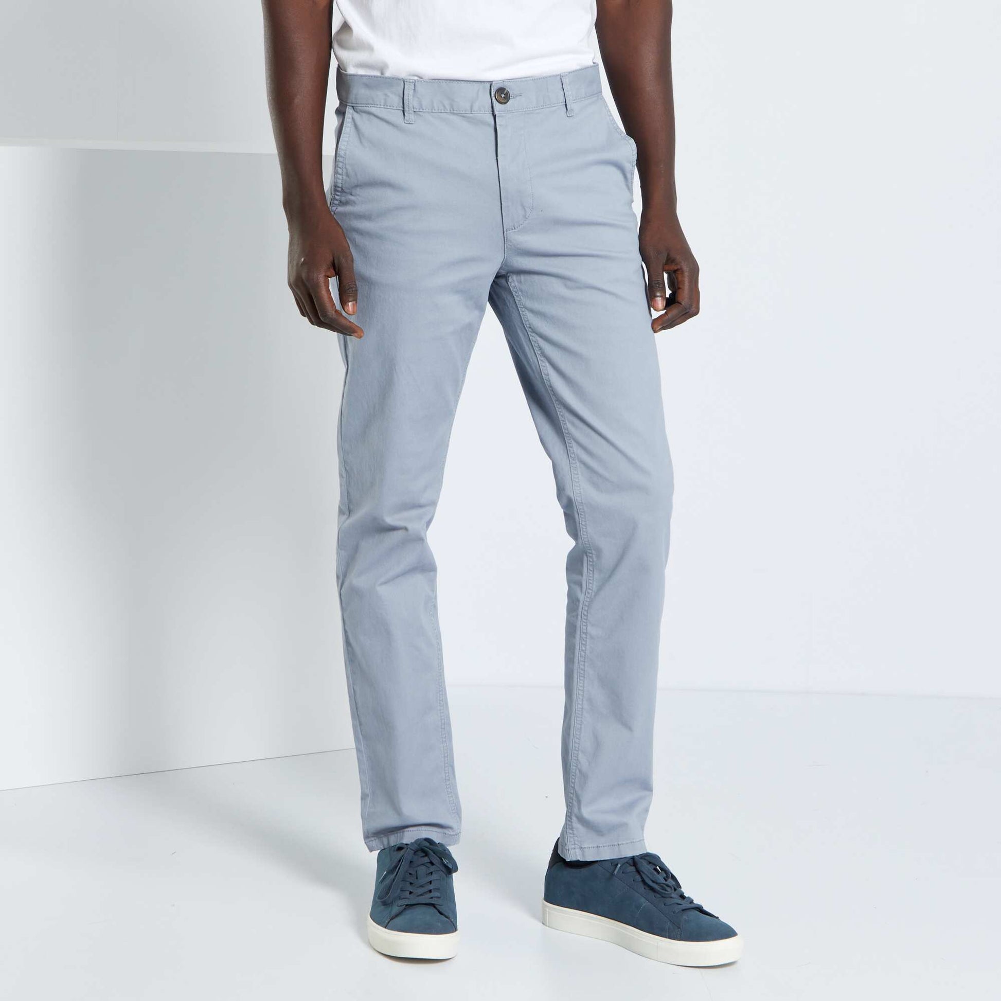 Pantalon chino slim GRIS BLEU