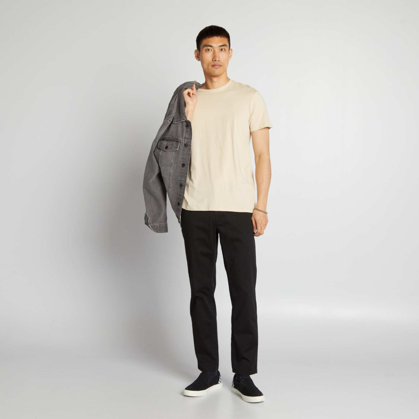 T-shirt droit en jersey uni BLANC CASSé