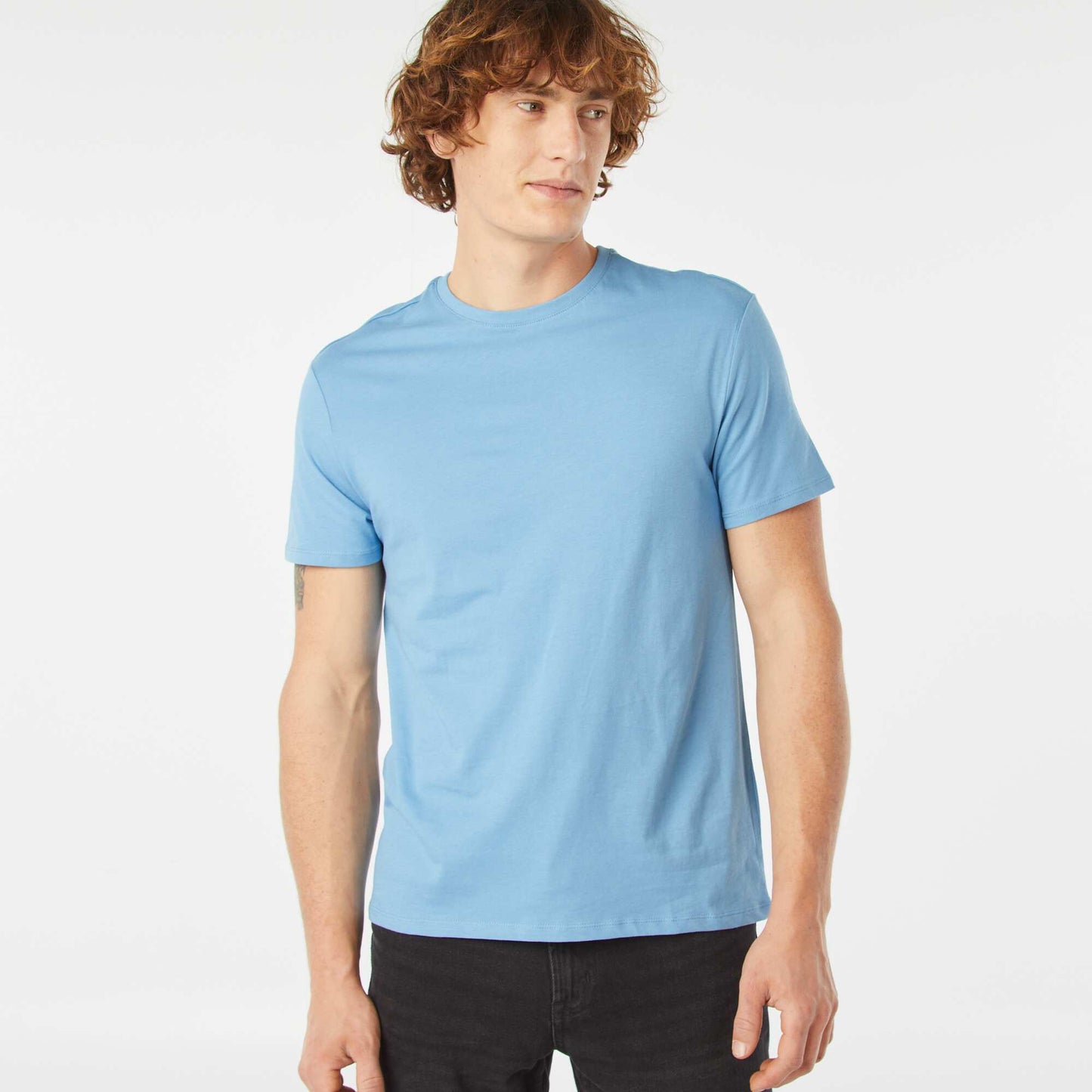 T-shirt droit en jersey uni BLEU CLAIR