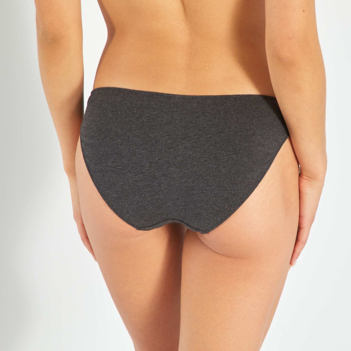 Culotte coton galon dentelle GRIS FONCé CHINé