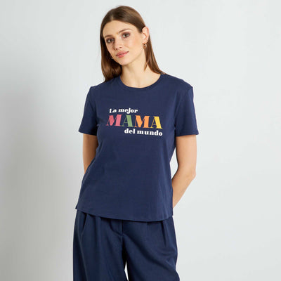 T-shirt à col rond en jersey Bleu marine