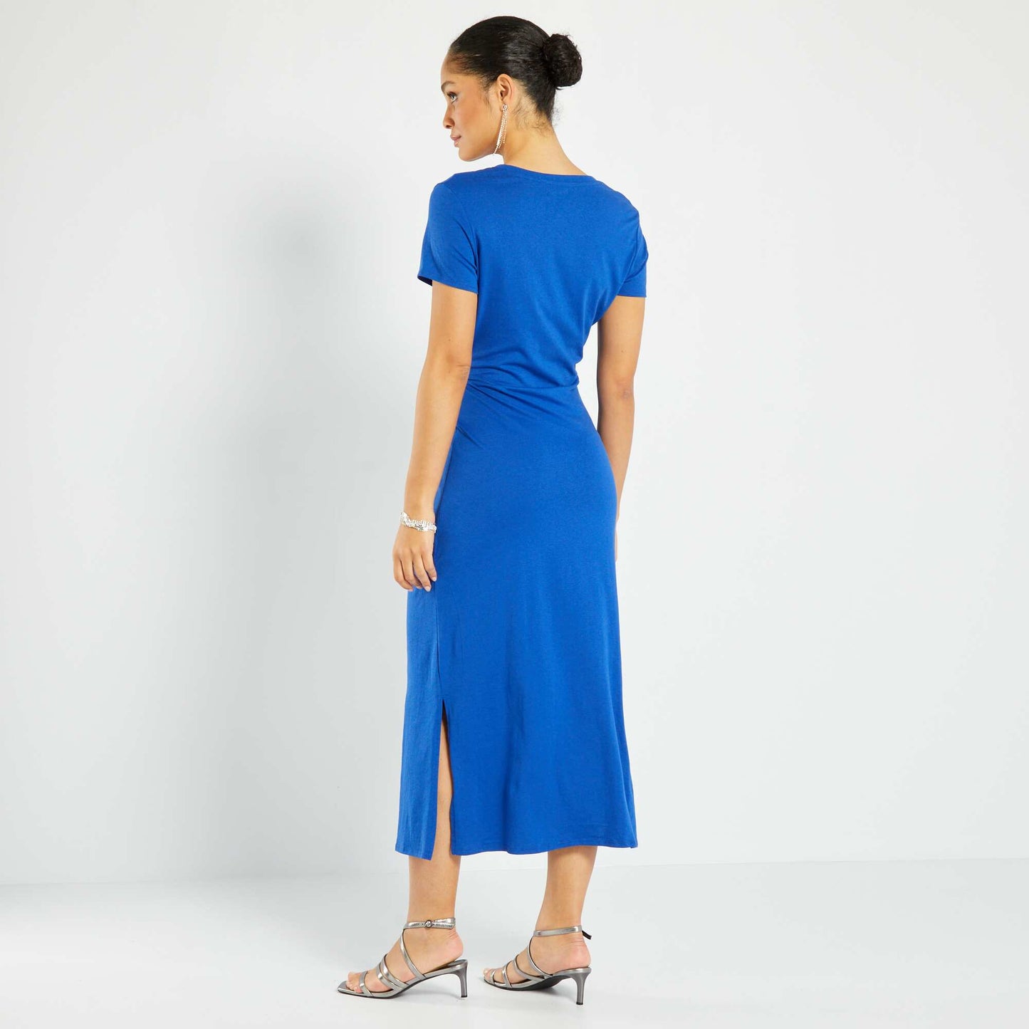 Robe longue en jersey bleu