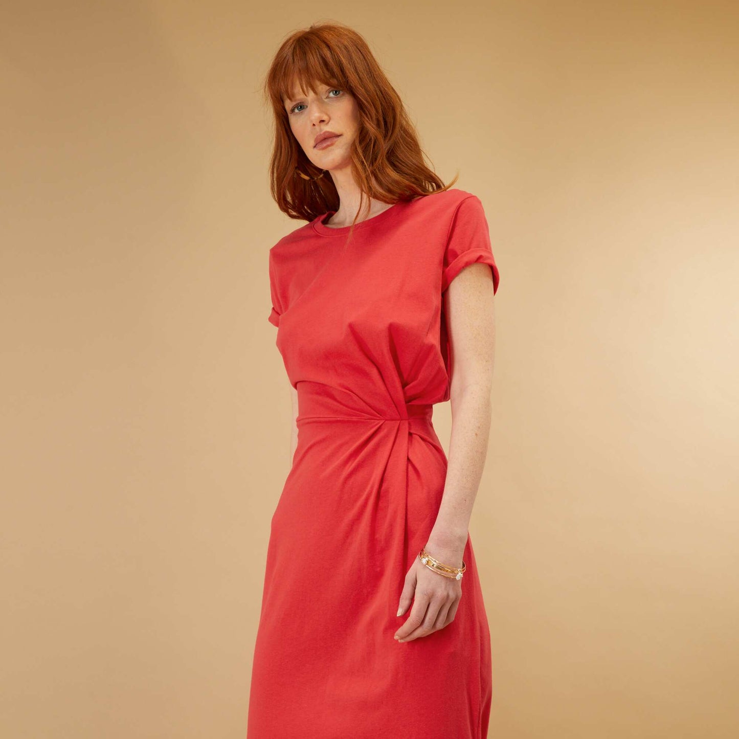 Robe longue en jersey rouge