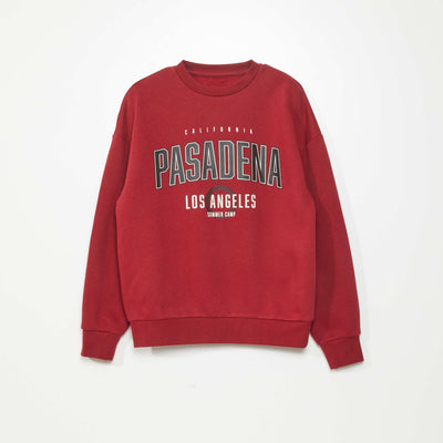 Sweat campus en molleton Rouge