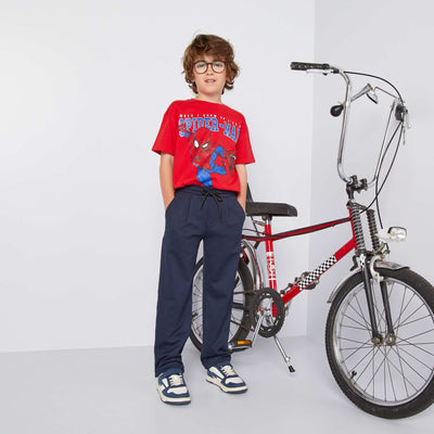 Pantalon jogging en maille piquée Bleu