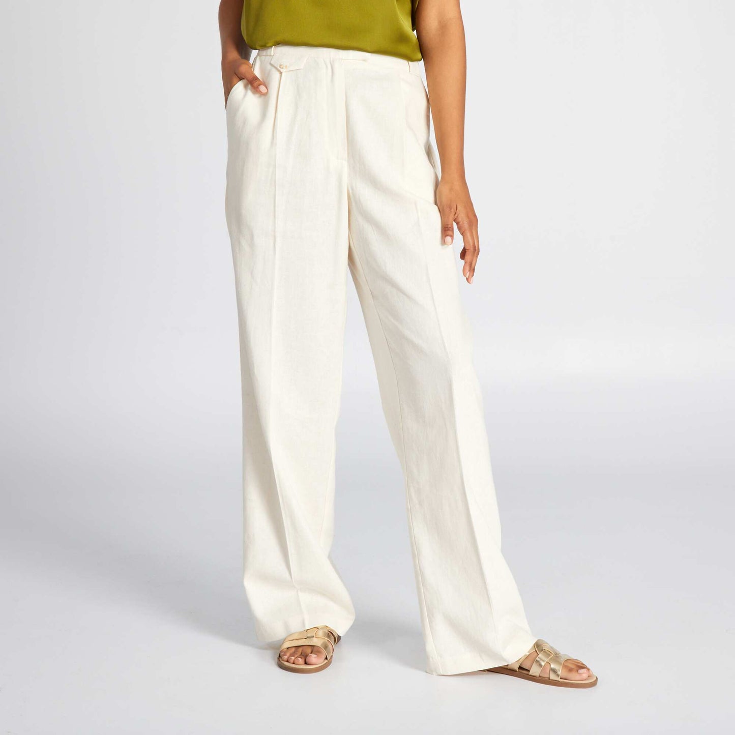 Pantalon wide leg fluide Blanc