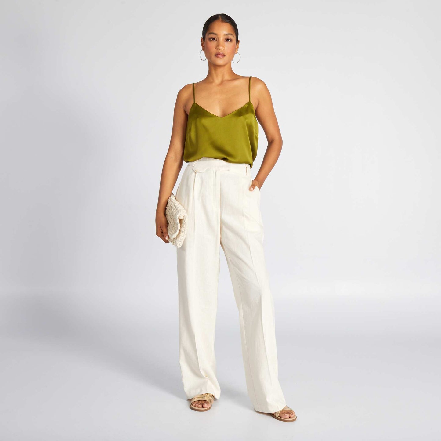 Pantalon wide leg fluide Blanc