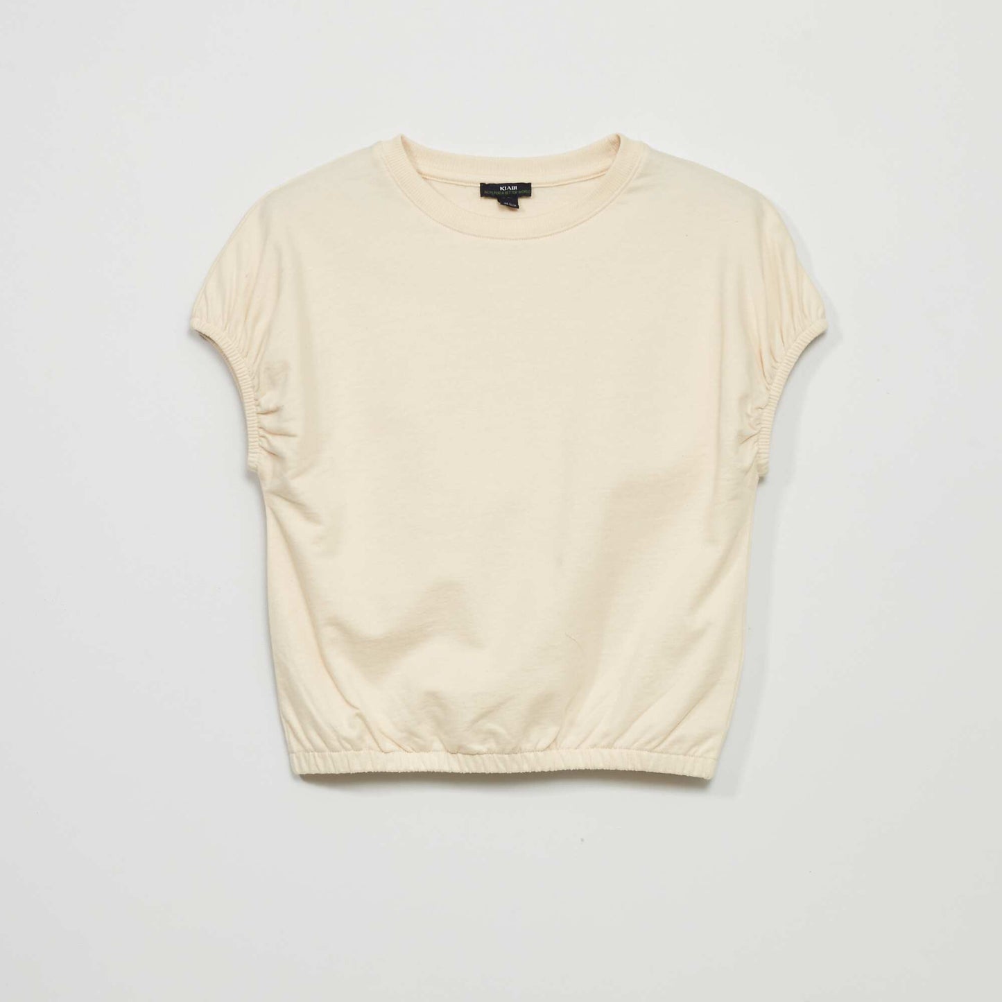 T-shirt avec manches et base élastiquées BLANC