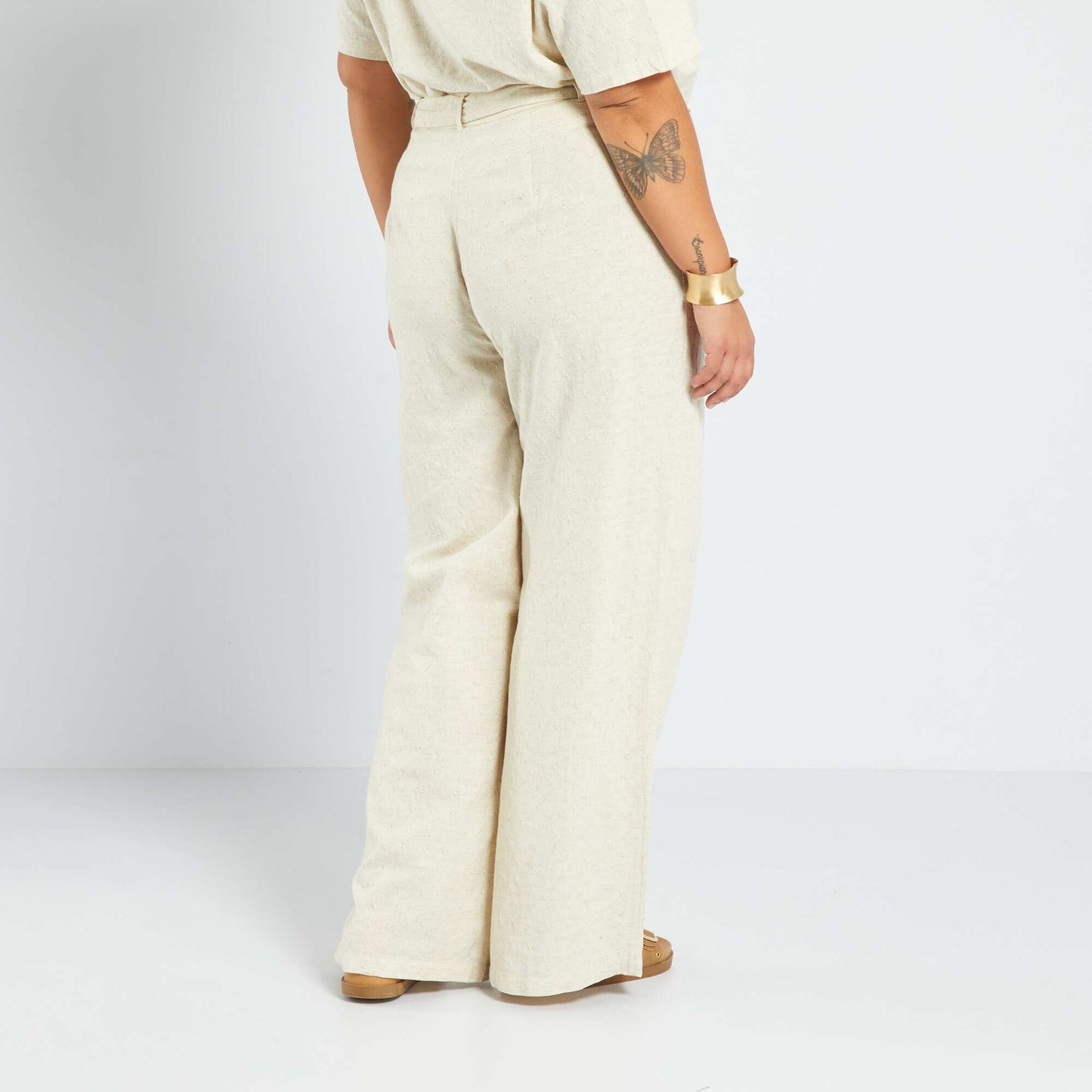 Pantalon large Beige