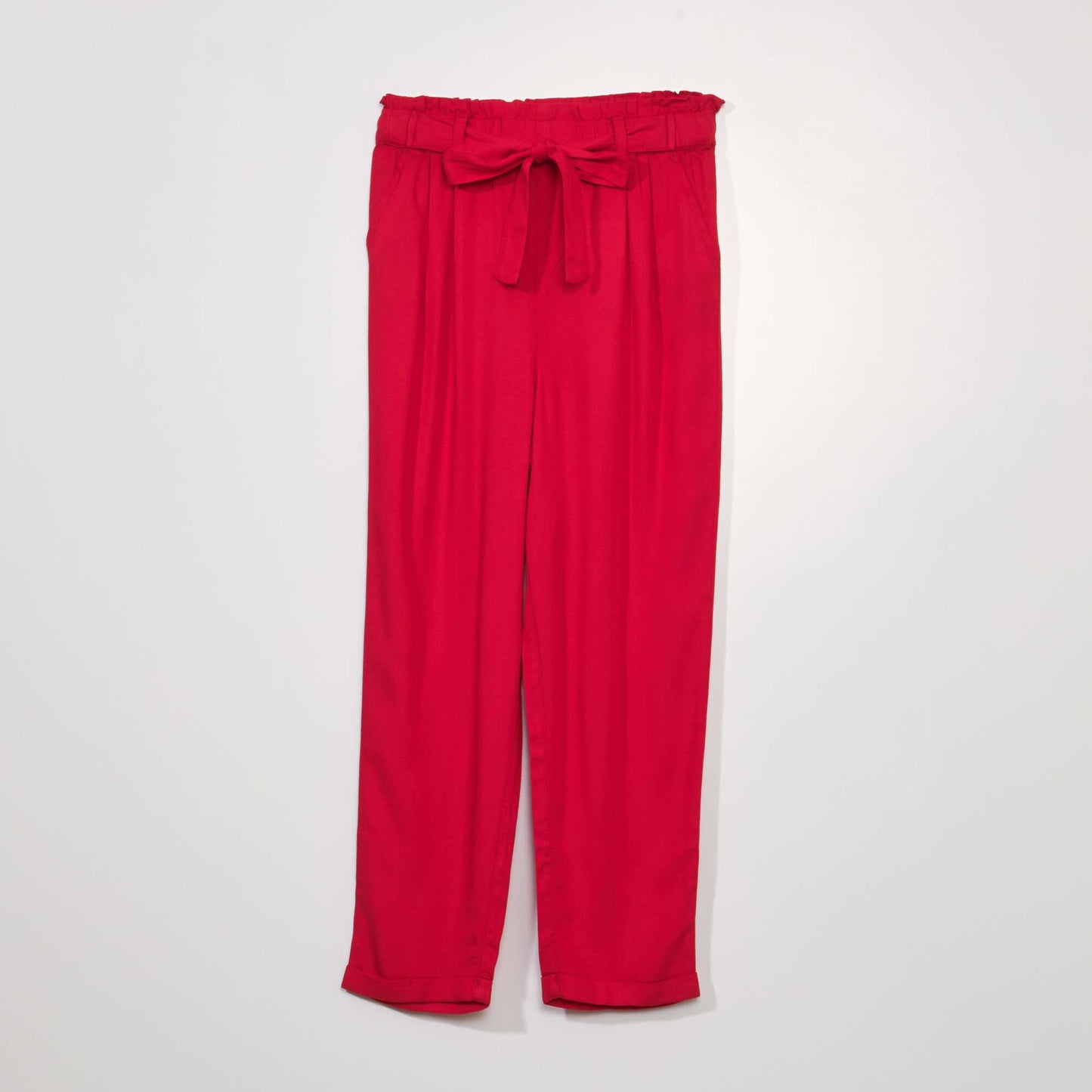 Pantalon paperbag en twill Rouge