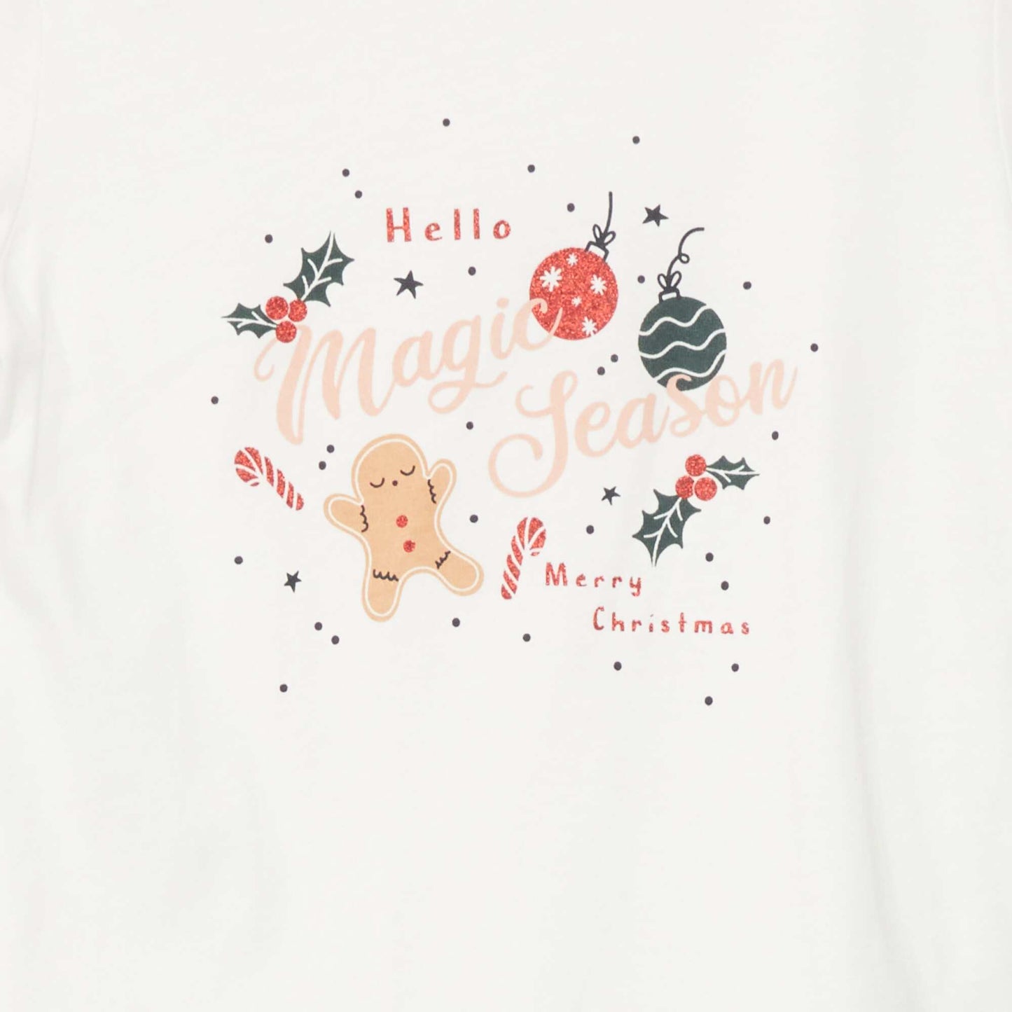 T-shirt en jersey avec imprimé 'Noël' Blanc