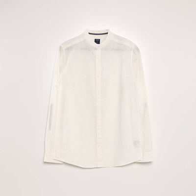 Chemise à manches longues avec lin blanc