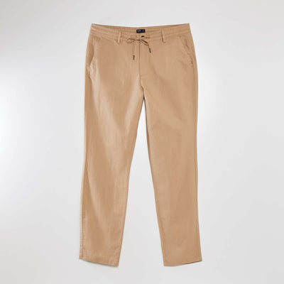 Pantalon chino slim en lin Beige