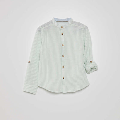 Chemise rayée en lin Vert