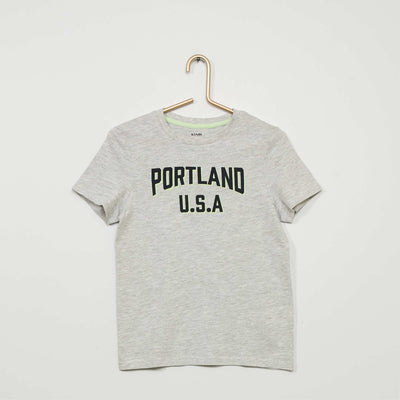 T-shirt manches courtes imprime Gris