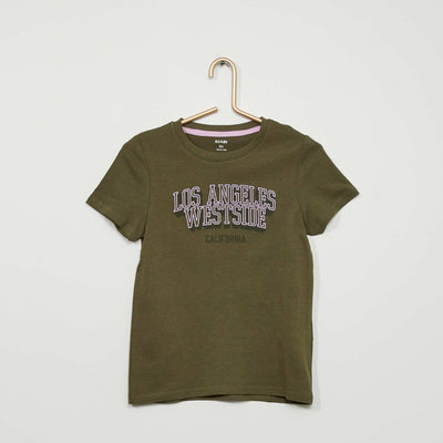 T-shirt manches courtes imprime Kaki