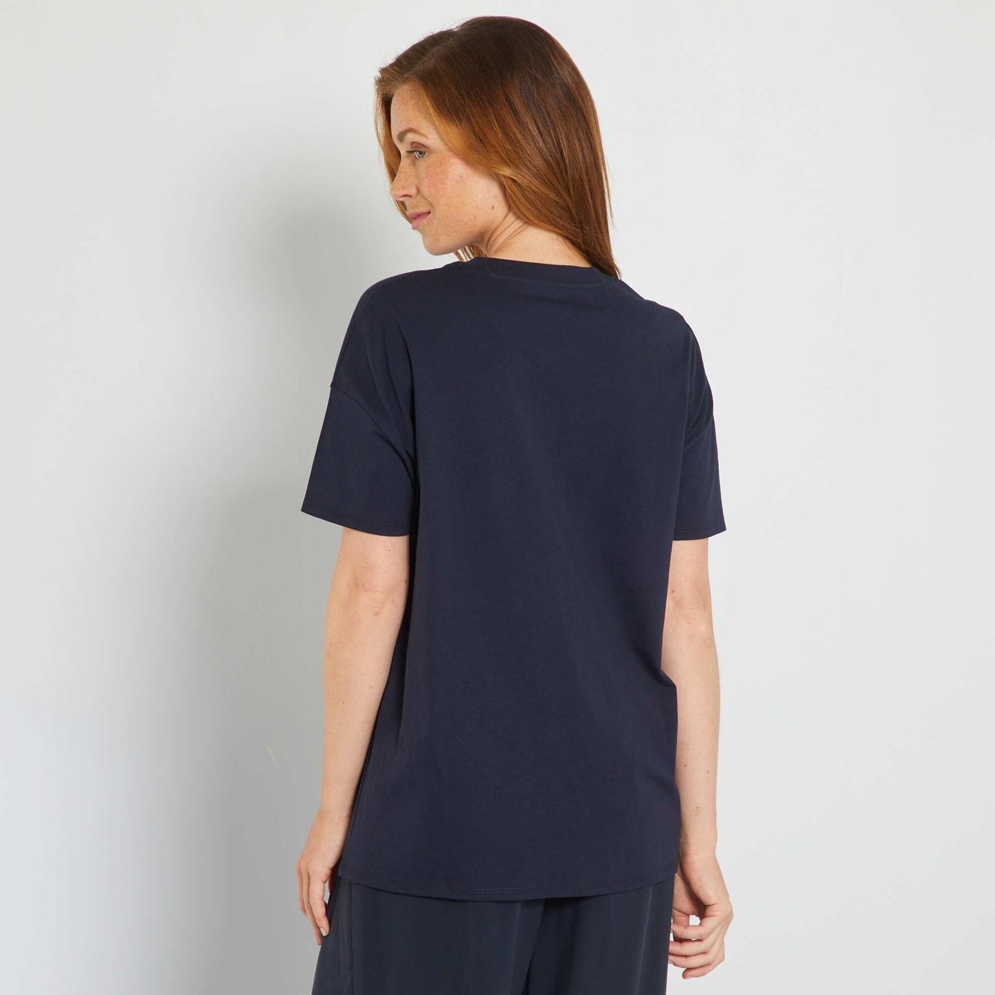 T-shirt a col rond esprit campus Bleu