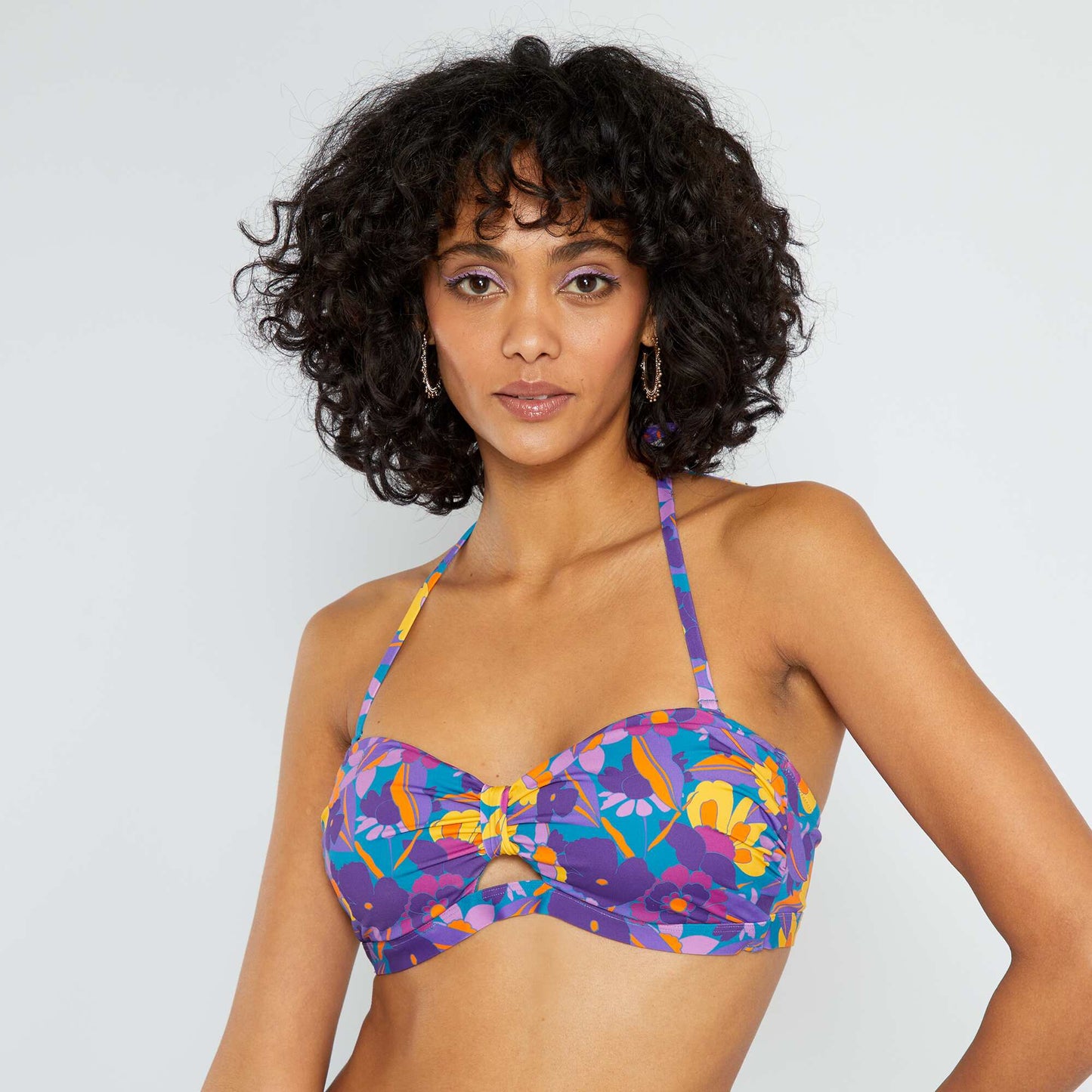 Haut de maillot de bain bandeau imprimé violet